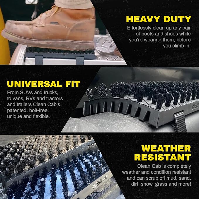 Universal Fit Truck Step Mounted Brush - Heavy Duty Boot Brush for Trucks, RVs, SUVs, and Semis - Easy Velcro Mounting - Perfect for Camping, Jobsite, and Home - Durable and Reliable