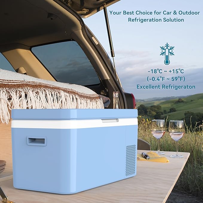 Dual Zone Car Fridge Portable 12 Volt Refrigerator 25 Quart 12V Freezer Compressor Cooler 12V/24V DC 110～240 Volt AC for Truck Van RV Camper SUV and Home Use -18℃~+15℃ (Single Control Function)