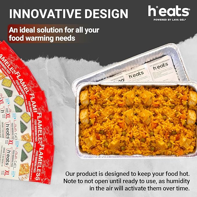 H°eats Flameless Food Warming Pads (72-Pack) - Full Size Food Warmers for Parties Buffet - Party Buffet Servers and Warmers - Heating Pads for Chafing Dish - Must-Have Catering Supplies