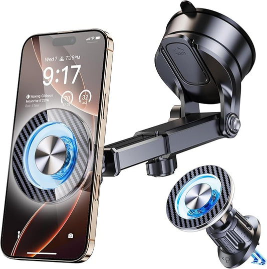 for MagSafe Magnetic Phone Holder for Car [2025 Upgraded Strongest Magnet] Car Mount Cell Stand for Dashboard Windshield Vent Compatible with iPhone 16/15/14/13/12/11 Android etc-Black