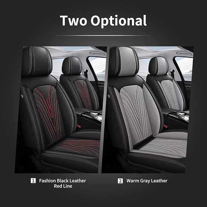 Front Seat Covers Fit for Nissan Frontier 2009-2023 2024 2025, Faux Leather Automotive Seat Covers Breathable Waterproof Seat Cushions Compatible with Airbag (2 Seats,Black & Gray)