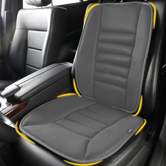 Memory Foam Car Seat Cushion with Lumbar Support Pillow - 4D Mesh Ventilation for Back & Sciatica Pain Relief, Auto Pad Suitable for Car, Truck, SUV, Dark Grey