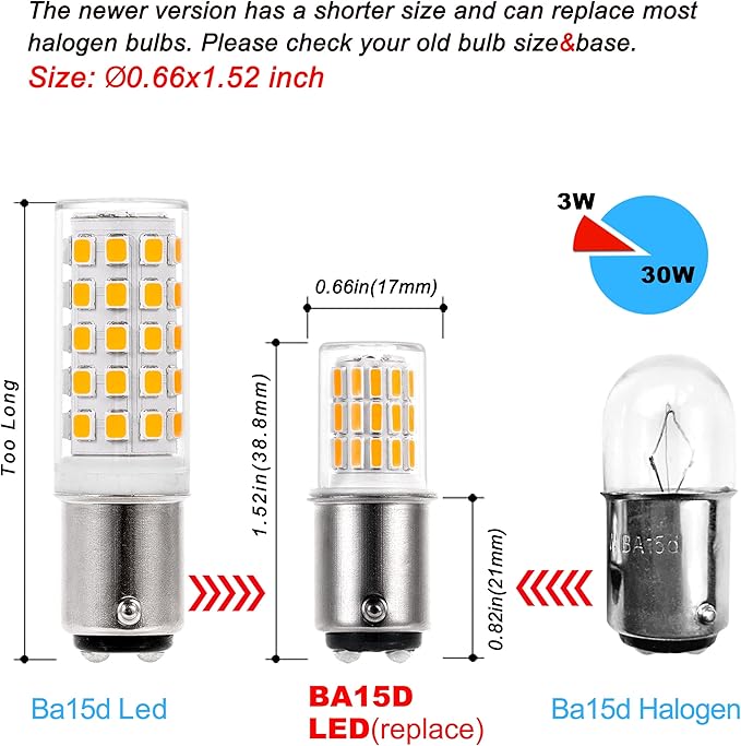 BA15D 12 Volt LED RV Camper Interior Light Bulbs,1076 1142 1176 S8 3W 2700K Warm White,Double Contact DC Bayonet Base,AC10-24V DC10-30V Low Voltage BA15D for Marine Boat Trailer Lights,5 Pack