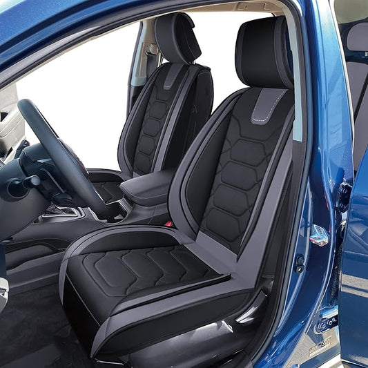 OASIS AUTO Custom Fit Seat Covers for Forester/Outback/Legacy/Impreza/Crosstrek 2010-2025, Waterproof Durable Faux Leather Seat Protector Cushion (Full Set, Gray)