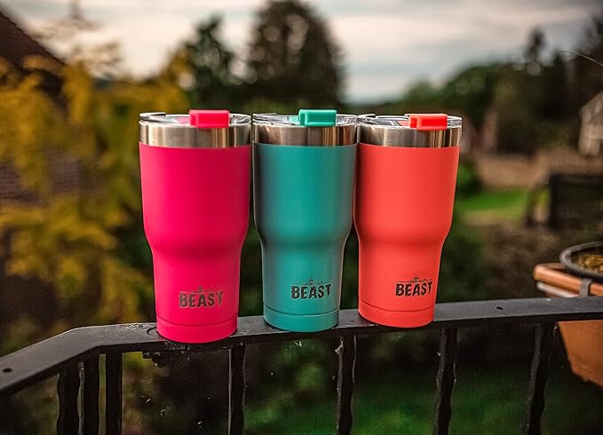 Beast 30 oz Tumbler Stainless Steel Vacuum Insulated Coffee Ice Cup Double Wall Travel Flask (Cupcake Pink)