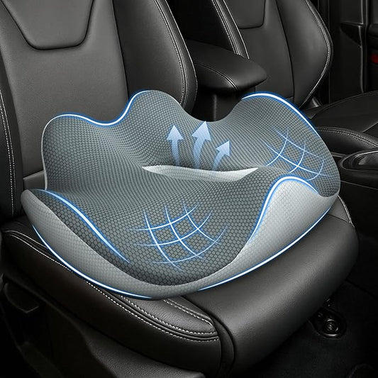X-Large Car Seat Cushions for Driving ,Comfort Memory Foam Car Cushions for Driving for Back, Hip & Tailbone Pain Relief – Non-Slip Booster Pad for Short Drivers, Auto, Office Chair, Wheelchair