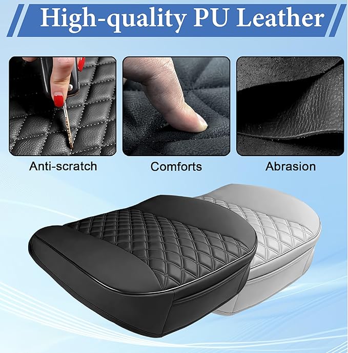 1PC Leather Car Seat Cover, Front Bottom Seat Cushion Cover, Car Seat Cover, Front PU Leather Seat Covers, Anti-Slip and Wrap Around The Bottom with Storage Pocket Suitable for Most Vehicles (Black)