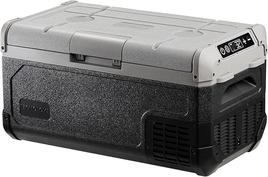 12V Car Refrigerator,32QT Portable Fridge Freezer with Blow Expansion Evaporator,-4℉~68℉ 12/24V DC & 120-240V AC Freezer Cooler for Truck RV SUV Camping Travel，Reversible Door
