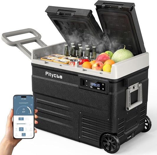 Car Refrigerator 12v Portable Fridge for Car, Auto 56 Quart Dual Zone Freezer Compressor Cooler, -4℉—68℉ 12/24V DC 100~240 Volt AC for Truck, Camping, Travel, Vehicles, RV