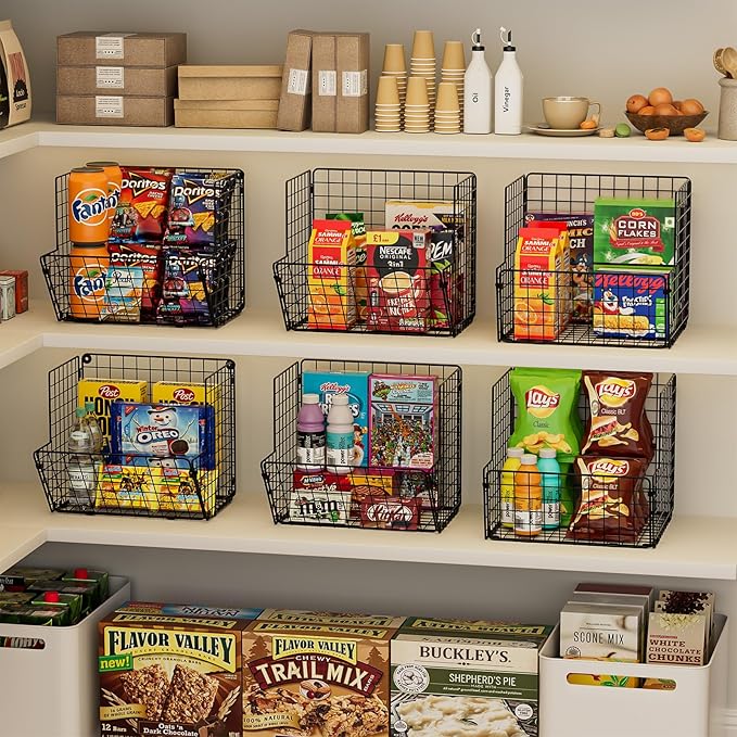 Outdoor Toy Storage Basket, Play Kitchen Organizer with 5 S-Hooks,3 Tier Rolling Storage Cart Garage, Pantry Floor Snack Cart with Wheels,Toy Shelf Dog Storage Organizer Kids Bookshelf