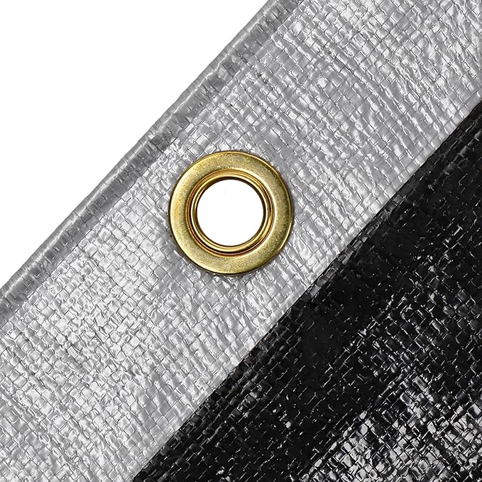 WHITEDUCK Super Heavy Duty Poly Tarp Cover 16 Mil & 10 Mil with Grommets and Reinforced Edges (Brown, White & Silver Black) (Silver Black- 16 Mil, 20' x 30')