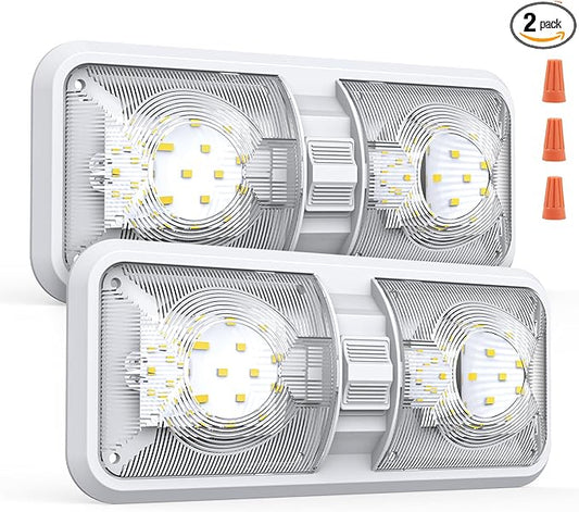RV Lights Interior, 12 Volt Led Lights 1000LM, Camper Lights 8W, RV Led Lights Interior Fixtures 12V, RV Ceiling Dome Light with Switch for RV/Camper/Trailer/Boat/Car (Natural White, 2Pack).