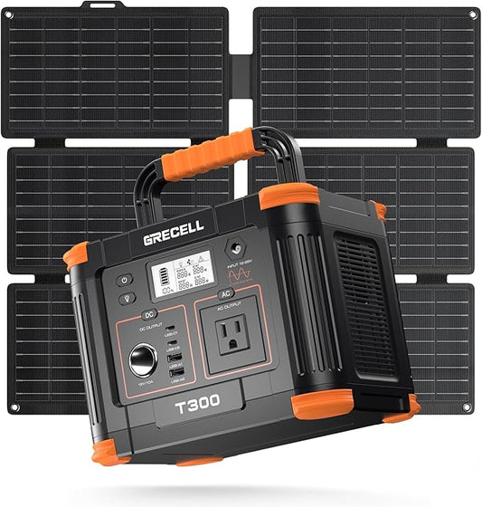 Grecell Portable Power Station 330W (Peak 600W) with 40W Solar Panel, GRECELL 230.88Wh Solar Generator 60W USB-C PD, 110V Pure Sine Wave AC Outlet, Lightweight Backup Battery for Camping, Travel, RVs