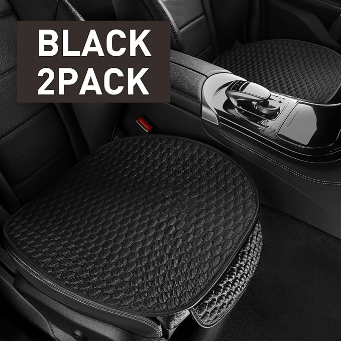 Car Seat Covers Cushion Pad,2PCS Front Bottom Seat Covers for Cars,Super Breathable,Storage Bags,Anti-Slip,Universal Automotive Seat Covers Fit for Most Sedans SUV Pick-up(2Pcs Black)