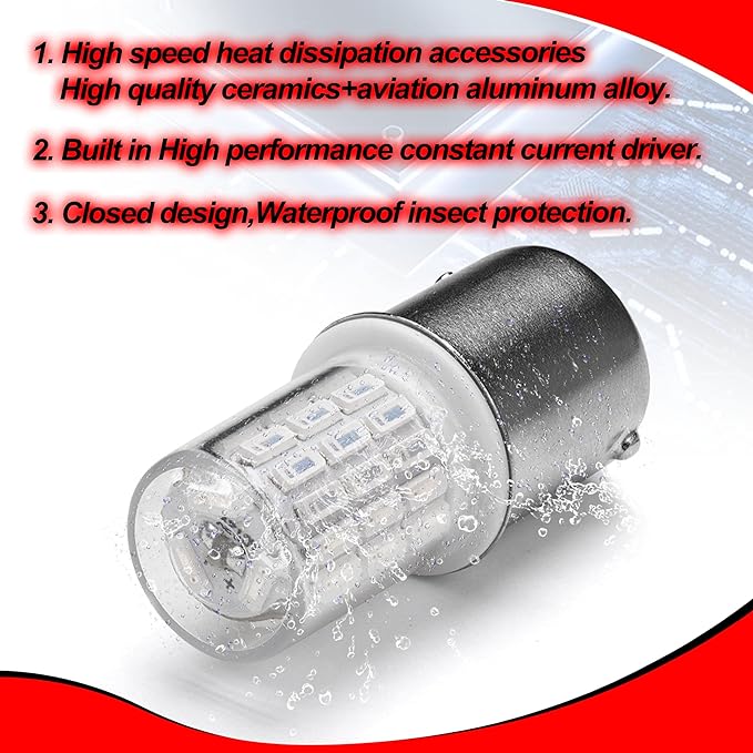 12V 1156 BA15S Red 1003 1141 7506 LED Bulbs Brilliant Red,DC Bayonet Single Contact Base,AC10-24V DC10-30 volt LED Replacement for Brake,Tail Lights,Blinker,Turn Signal,Parking or Running Lights,4Pack