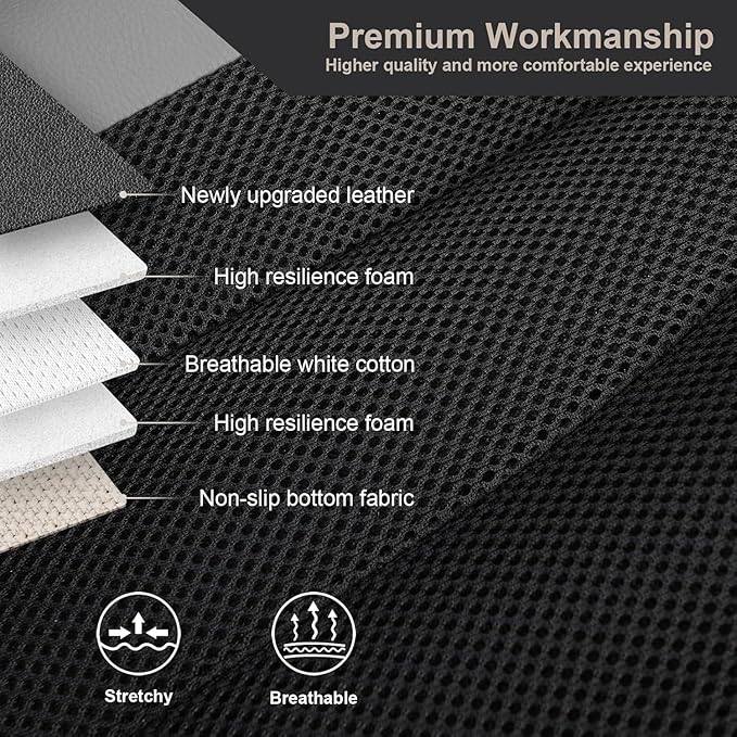 GIANT PANDA Fit Subaru Outback Forester Crosstrek Legacy Impreza Front Car Seat Cover, 3D Air Mesh Breathable Seat Protector（Grey+Black2-Pack）