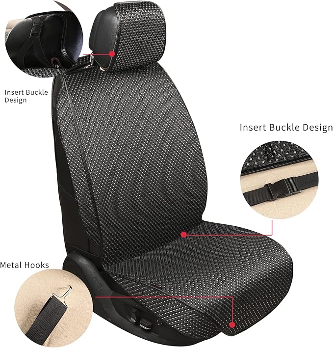 Auto Newer 2PCS Luxury Breathable Car Seat Cover,Front Car Seat Protector, Fit Four Seasons of Universal Automotive Vehicle Cushion Cover, Compatible with 90% Cars,SUV,Trucks (Black,Front Seats)