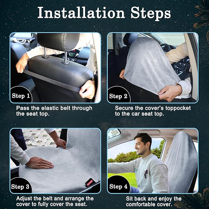 Car Seat Towel Cover, 2pcs Universal Front Seat Protector for Cars, SUVs and Trucks, Sweat Towel Car Seat Cover for Gym, Yoga, Swimming, Pets and Family Travel, Light Gray