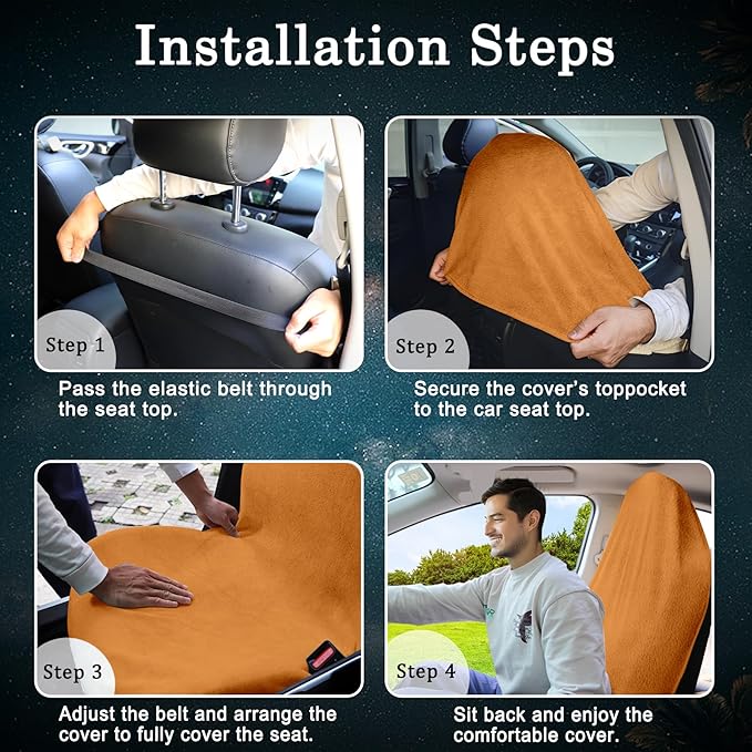 Car Seat Towel Cover, Universal Front Seat Protector for Cars, SUVs and Trucks, Sweat Towel Car Seat Cover for Gym, Yoga, Swimming, Pets and Family Travel, Golden Sunset, 2 Pack