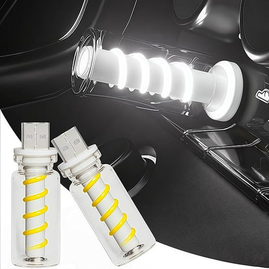 2 PCS USB Car Interior Lights, Touch Dimmable, Mini Retro Glass Bottle Design Suitable for Cars, Bedrooms, Corridors and Camping (White)