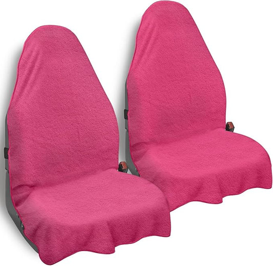 Car Seat Towel Cover, Universal Front Seat Protector for Cars, SUVs and Trucks, Sweat Towel Car Seat Cover for Gym, Yoga, Swimming, Pets and Family Travel, Dark Pink, 2 Pack
