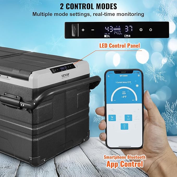 VEVOR Car Refrigerator, 12 Volt Car Refrigerator Fridge, 121.4QT Dual Zone Portable Freezer with Wheels and Handle, -4℉-68℉, 12/24V DC and 100-240V AC Compressor Cooler for Outdoor, Camping