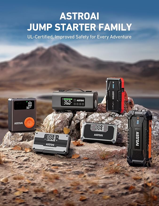 AstroAI S8 Car Battery Jump Starter, 1500A Peak Car Jumper Starter Battery Pack for Up to 6.0L Gas & 3.0L Diesel Engines, 12V Portable Jump Box with 3 Modes Flashlight and Jumper Cable (Red)