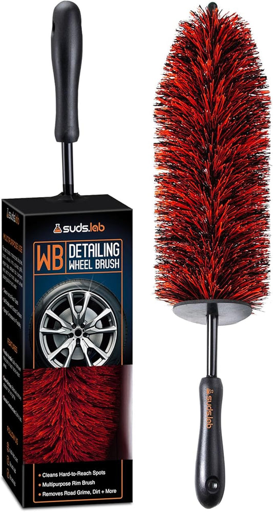 Suds Lab WB Premium Microfiber Detailing Wheel Brush for All Vehicle Types – 17.7" Ultra-Soft and Scratch-Free Reusable Rim, Wheel, and Tire Brush for Deep Cleaning