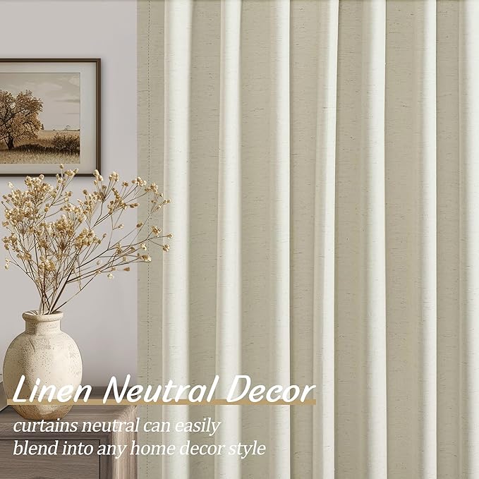 UHITECH Natural Beige Blackout Curtains 102 Inches Long 2 Panels Set Curtain for Bedroom 100% Black Out for Living Room Darkening Drapes Neutral Thermal Insulated