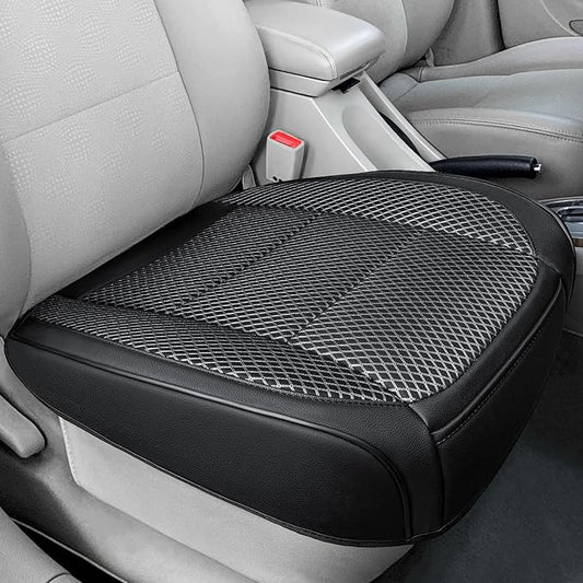 1 Pack Black Ventilated Cool Bottom Car Seat Cover, 3D Air Mesh Breathable Front Leather Car Seat Protectors, Universal Fit Automotive Comfortable Seat Cushion with Storage Pocket for Car Truck SUV