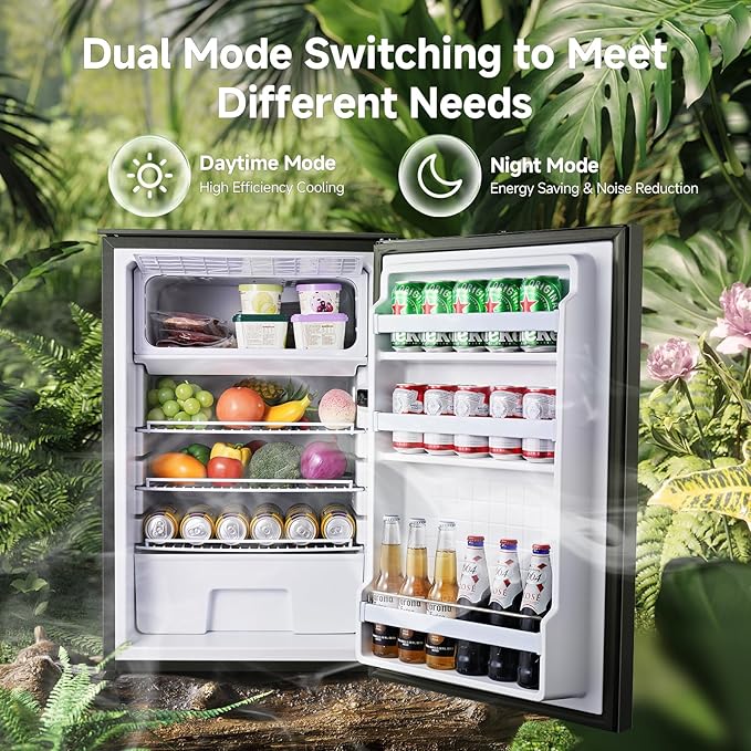 BODEGACOOLER 12 Volt Refrigerator, 116.2Quart RV Refrigerator with Freezer, Dual Modes RV Fridge with LED, (5℉-50℉) Travel Compressor Refrigerator 12/24V DC for Boat, Caravan, Truck, Camping (Black)