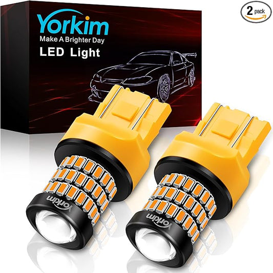 Yorkim 7440 Led Bulb Amber 7443 Led, Ultra Bright T20 Led 7440a Bulb W21W Led for Backup Reverse Light, Break Tail Light, Turn Signal Pack of 2