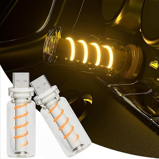 2 PCS USB Car Interior Lights, Touch Dimmable, Mini Retro Glass Bottle Design Suitable for Cars, Bedrooms, Corridors and Camping (Yellow)