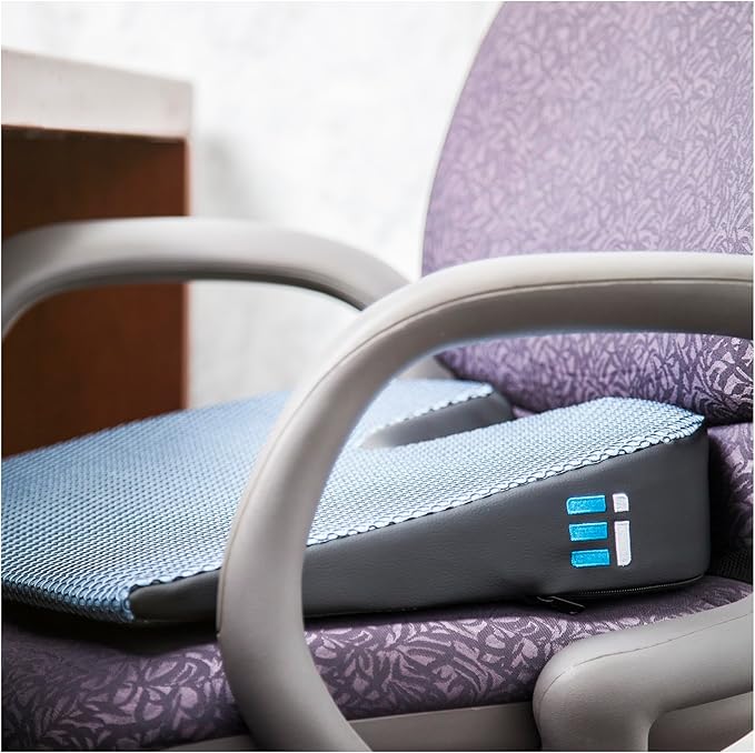Memory Foam Car Seat Cushion for Driving - Ergonomic Wedge Cushion for Back Pain, Sciatica Relief - Non-Slip Truck Seat Pad for Long Sitting - Office Chair Support 17.5 x 15 x 3.5
