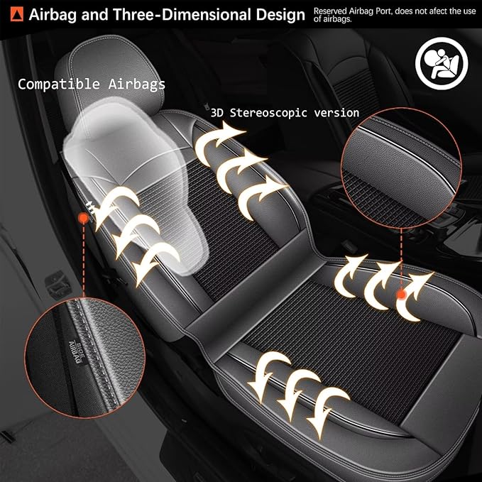 Seat Covers Fit for Nissan Frontier 2009-2023 2024 2025: Leather Car Seat Covers Full Set Ice Silk Breathable Waterproof Seat Cushion Protector (5 Seats; Black & Grey)