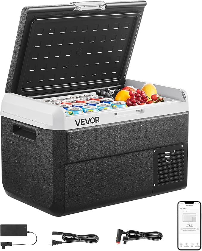 VEVOR 12 Volt Car Refrigerator, 42.3QT/40L Car Fridge, Portable Electric Cooler with -4℉~68℉ Adjustable Temperature, 12/24V DC and 100-240V AC Compressor Freezer for Outdoor, Camping, Travel, RV