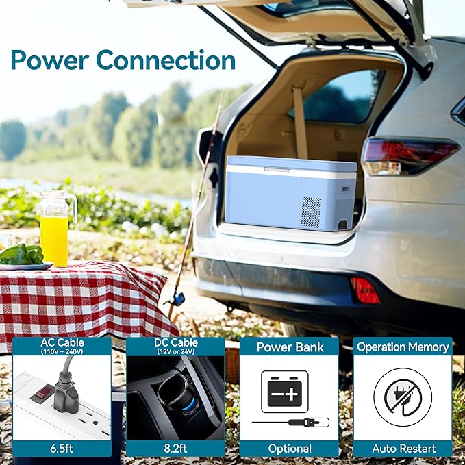 Dual Zone Car Fridge Portable 12 Volt Refrigerator 25 Quart 12V Freezer Compressor Cooler 12V/24V DC 110～240 Volt AC for Truck Van RV Camper SUV and Home Use -18℃~+15℃ (Single Control Function)