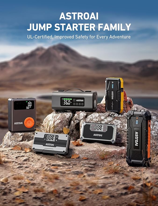 AstroAI S8 Car Battery Jump Starter, 1500A Peak Car Jumper Starter Battery Pack for Up to 6.0L Gas & 3.0L Diesel Engines, 12V Portable Jump Box with 3 Modes Flashlight and Jumper Cable(Yellow)