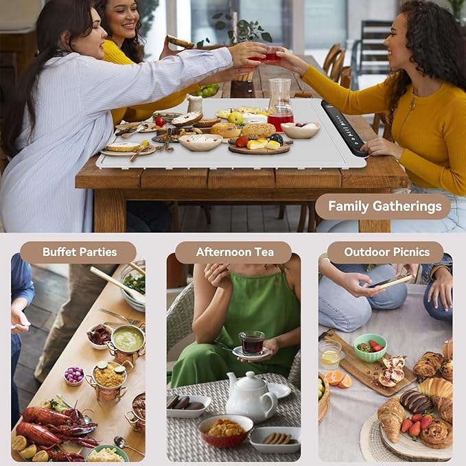 Warming Trays for Buffets Party - Warming Mat for Food - Food Warmer Mat Silicone Heating Mat for Food Heating Trays to Keep Food Warm at Party Electric Warming Tray