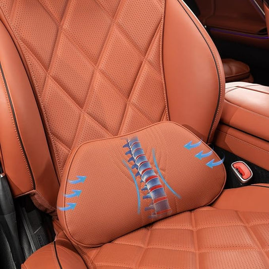 Lumbar Support Pillow for Car Memory Foam Back Sleeper Cushion for Drving Seat for Most Car SUV Home Office Orange2