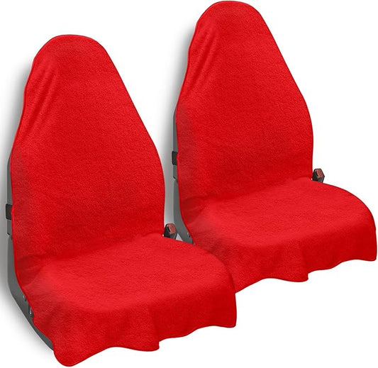 Car Seat Towel Cover, Universal Front Seat Protector for Cars, SUVs and Trucks, Sweat Towel Car Seat Cover for Gym, Yoga, Swimming, Pets and Family Travel, Haute Red, 2 Pack