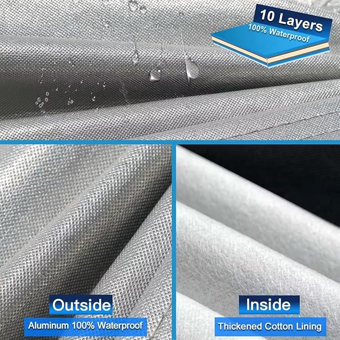 10 LayerTruck Cover Waterproof All Weather. Pickup Truck Cover Rain Snow UV Dust Protection. Length: 210-230 inches, Universal Fit for Ford F150 Chevy Silverado Dodge Ram 1500.