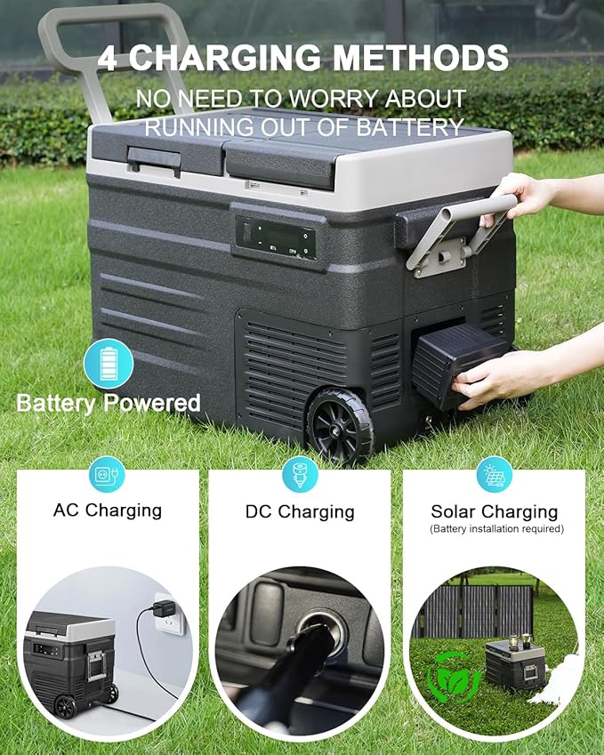 ELECAENTA UD45 12V Dual Zone Portable Car Refrigerator Detachable Battery - 173Wh (Black)
