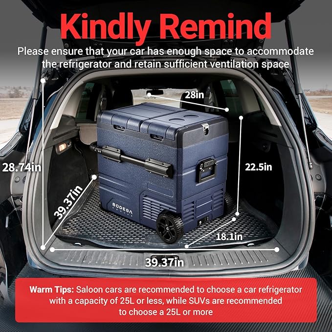 BODEGACOOLER 12 Volt Car Refrigerator,59 Quart (55L)12v Portable refrigerator,Car Fridge Freezer, -4℉-68 Car Cooler 12/24V DC and 100-240V AC for RV, Camping,Travel,Dual Zone With APP Control(2 Doors)