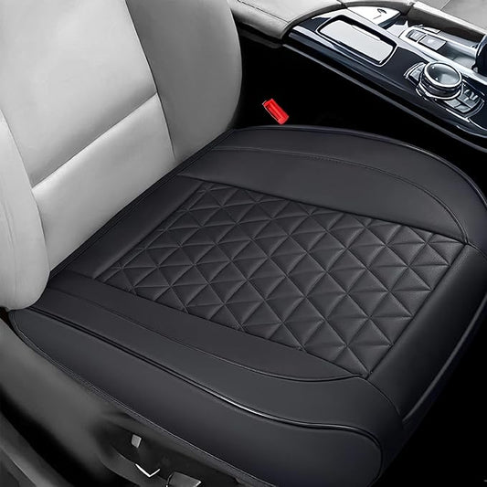 1PC Leather Car Seat Cover, Front Bottom Seat Cushion Cover, Car Seat Cover, Front PU Leather Seat Covers, Anti-Slip and Wrap Around The Bottom with Storage Pocket Suitable for Most Vehicles (Black)