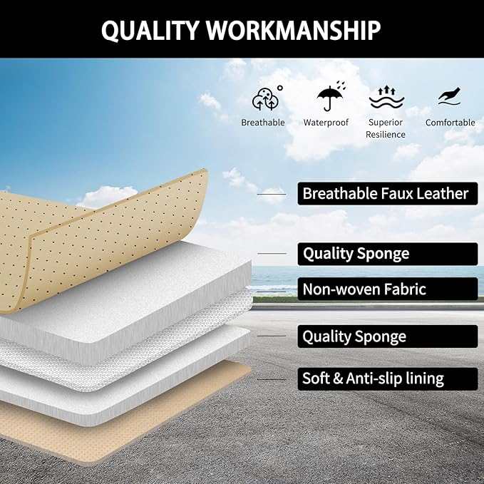 Car Seat Covers Full Set,Breathable and Waterproof Faux Leather Automotive Seat Covers for Cars,Luxury Universal Fit Seat Covers for SUV, Sedans and Trucks,Beige