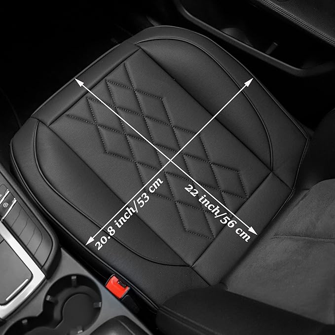 JOJOBAY Leather Car Seat Cover,Bottom Seat Covers for Cars,Front Seat Protector,Fit for 95% of Vehicles - Padded,Anti-Slip,Premium Leather(1 PC,Black)