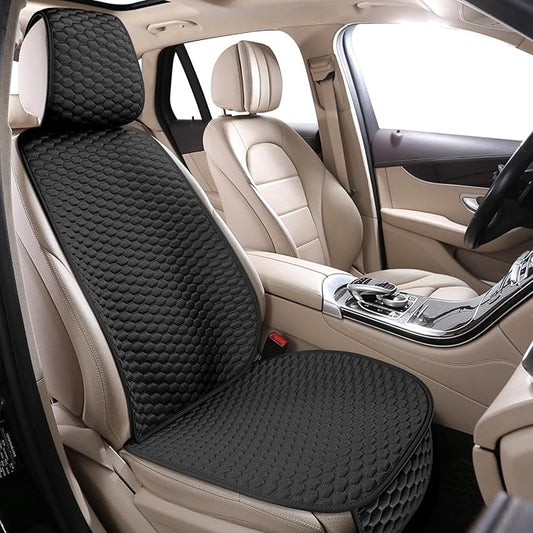 Universal Car Seat Covers for Front Seats, Super Breathable & Anti-Slip Automotive Seat Cushion Pad with Storage Bags, Fits Most Sedans, SUVs, Pickup Trucks(Front Black)