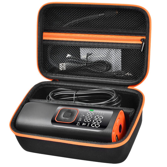 Case Compatible with Skight/for LOLSSA/for Teffim/for Hafuloky/for Frarome/for ILTIDE Tire Inflator Portable Air Compressor, Car Air Pump Storage Holder for Air Tube & Accessories (Box Only) - Black