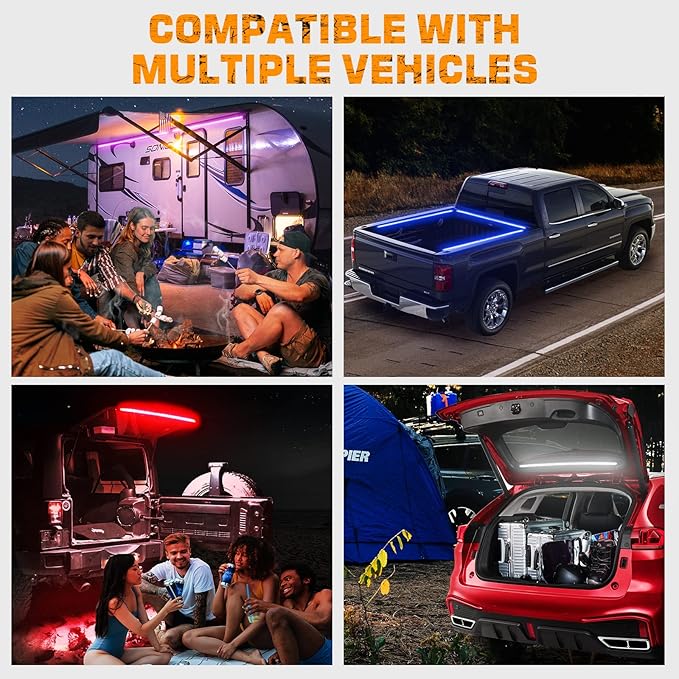 XRIDONSEN 40 Inch RGBW Rear Window Lift Gate Dome Light Strip Back Glass Tailgate Hatch Trunk Cargo Camping Light RF Wireless Remote Compatible with Jeep Wrangler JL JK YJ TJ JKU JLU 2/4-Door SUV